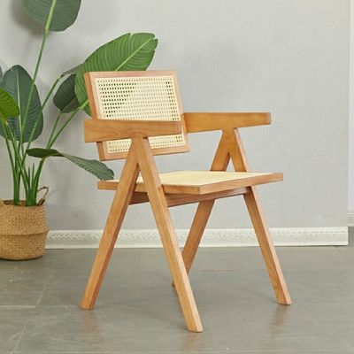 Appui-bras de restaurant moderne Chaise à manger en rotin en matériau solide et design moderne