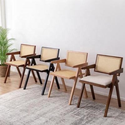 Appui-bras de restaurant moderne Chaise à manger en rotin en matériau solide et design moderne