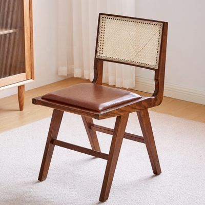Accueil Meubles Antiques Restaurant nordique Chaise en rotin/château en osier Chaise à manger en bois massif avec design contemporain