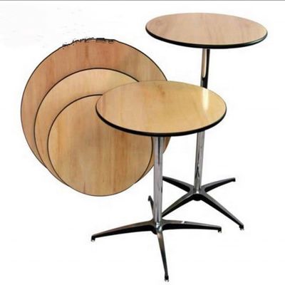 Couleur personnalisée Table ronde en bois carré avec cadre métallique pour cocktails de restaurant dans un design nordique moderne simple