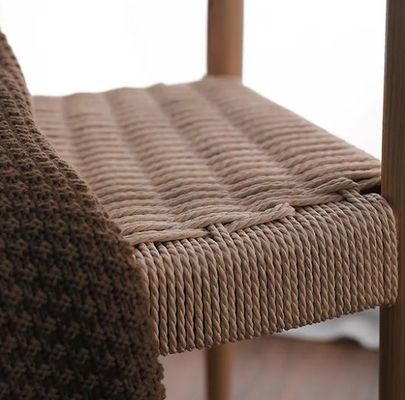 Siège à cordon tissé fauteuil nordique pour salon salle de réunion W59*D47*H73CM Finition laquée en bois moderne