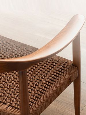 Siège à cordon tissé fauteuil nordique pour salon salle de réunion W59*D47*H73CM Finition laquée en bois moderne