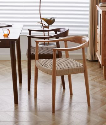 Siège à cordon tissé fauteuil nordique pour salon salle de réunion W59*D47*H73CM Finition laquée en bois moderne