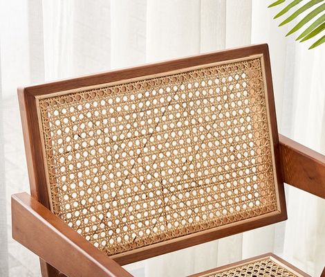 Meubles de salle à manger de luxe en rotin en bois massif Chaise de restaurant avec accoudoir