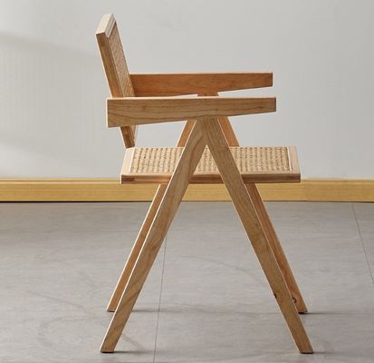 Meubles de salle à manger de luxe en rotin en bois massif Chaise de restaurant avec accoudoir