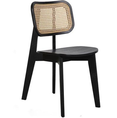 Chaise de restaurant W46*D46*H86CM Vintage Rattan Chaise de salle à manger en bois massif pour meubles de maison