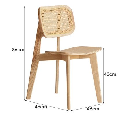 Chaise de restaurant W46*D46*H86CM Vintage Rattan Chaise de salle à manger en bois massif pour meubles de maison