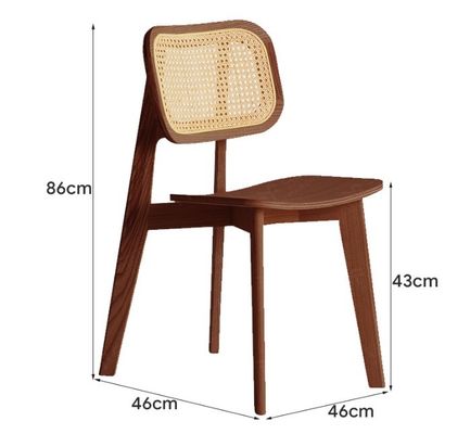 Chaise de restaurant W46*D46*H86CM Vintage Rattan Chaise de salle à manger en bois massif pour meubles de maison