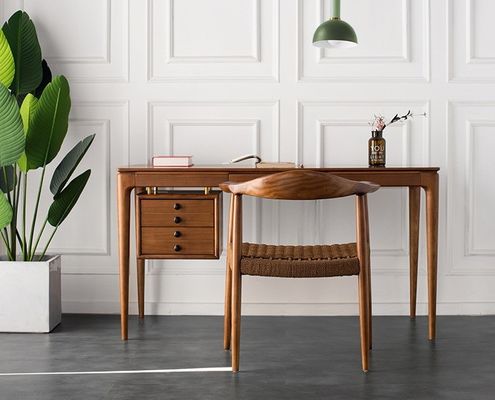 Chaise de salon moderne en bois massif avec accoudoir