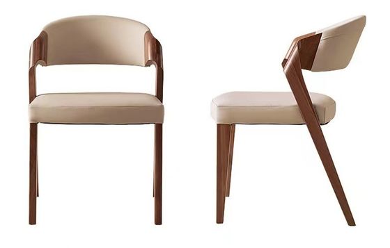 Meubles de salon Chaise à manger en bois massif avec conception personnalisée et coussin en cuir en PU