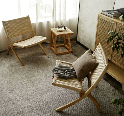 Élégance sans effort finition laquée Nordique classique tissée cordon en bois massif fauteuil de salon pliable pour salon