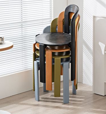 Design personnalisé Chaise de salle à manger en bois massif nordique avec conception empilable et finition laquée