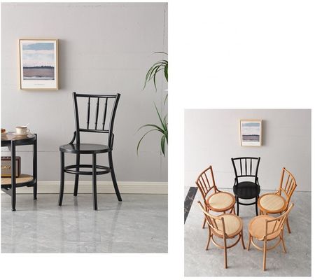 Chaise à manger en bois massif et en rotin pour restaurant W36*D42*H88 cm