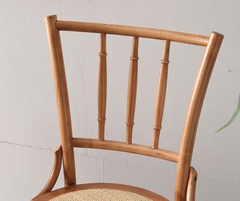 Chaise à manger en bois massif et en rotin pour restaurant W36*D42*H88 cm