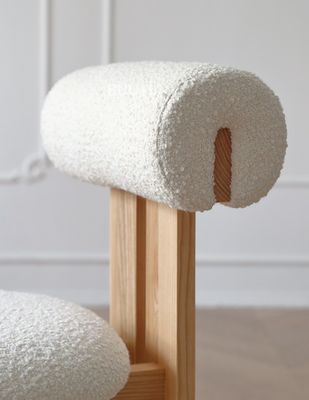 Chaise à manger en bois massif vintage avec finition laquée et coussin d'éponge amovible