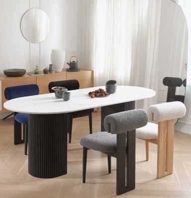 Chaise à manger en bois massif vintage avec finition laquée et coussin d'éponge amovible