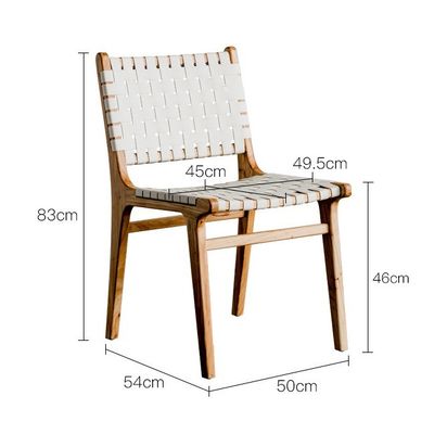 Chaise à manger moderne en cuir tissé en bois massif pour les meubles de salle à manger