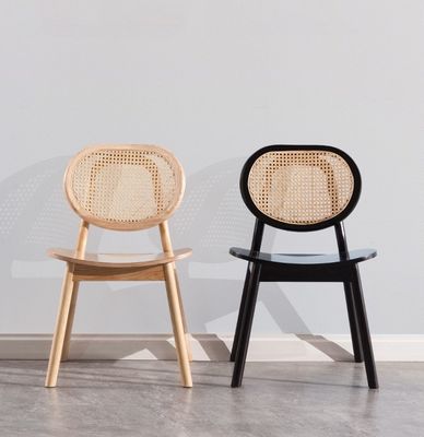 Hôtel de luxe vintage en rotin Meubles en bois massif Chaise à manger pour restaurant en noir