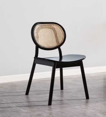 Hôtel de luxe vintage en rotin Meubles en bois massif Chaise à manger pour restaurant en noir