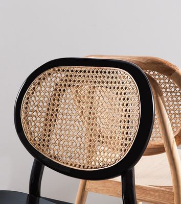 Hôtel de luxe vintage en rotin Meubles en bois massif Chaise à manger pour restaurant en noir