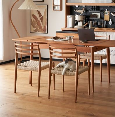 Meubles de maison d'hôtel de luxe vintage en bois massif tissé chaise à manger pour restaurant en conception personnalisée