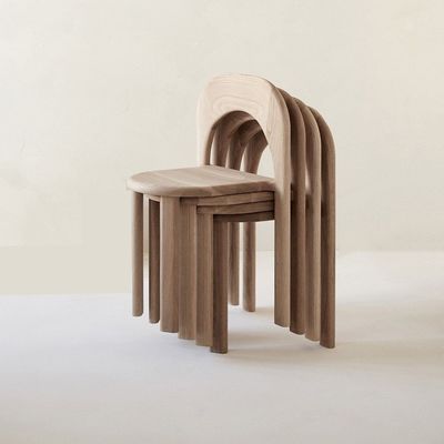 NO Chaise à manger en bois massif naturel pliée et empilable