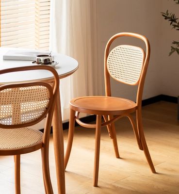 Chaise à manger en rotin naturel tissé et en bois massif avec service OEM accepté