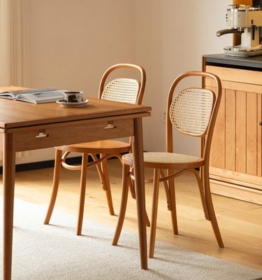 Chaise à manger en rotin naturel tissé et en bois massif avec service OEM accepté