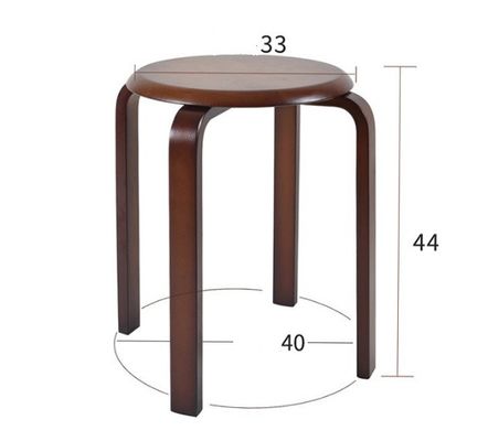 Service OEM Accepté Mode Tabouret simple Maison moderne Petit tabouret rond en bois massif Chaises empilables Tabouret en bois Tabouret en bois incurvé
