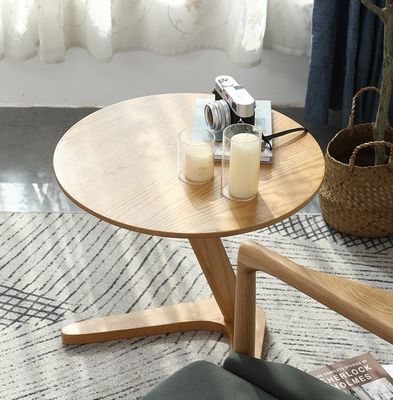 Meubles de salle de séjour Table à café moderne ronde avec base en bois massif