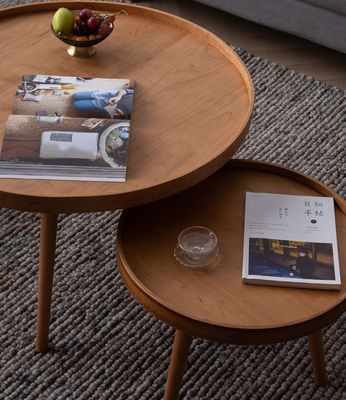 Design moderne Nordique en bois massif Table à café ronde pour salon Service OEM accepté