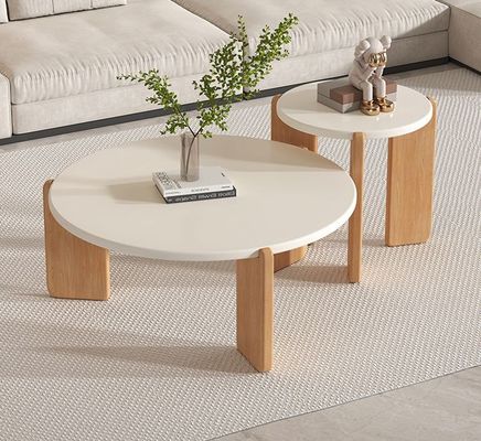 Service OEM Accepté Personnaliser des tables modernes en bois massif Ronde ensemble Fin Table à café Meubles de salon Table d'appoint en bois