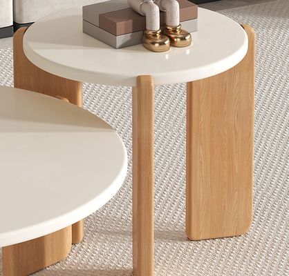 Service OEM Accepté Personnaliser des tables modernes en bois massif Ronde ensemble Fin Table à café Meubles de salon Table d'appoint en bois