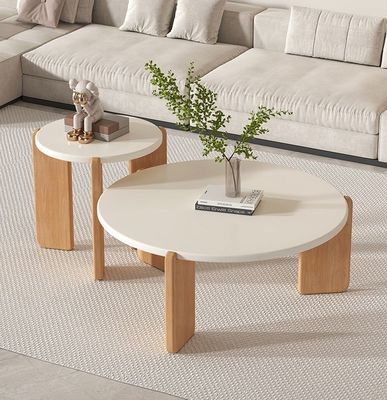 Service OEM Accepté Personnaliser des tables modernes en bois massif Ronde ensemble Fin Table à café Meubles de salon Table d'appoint en bois