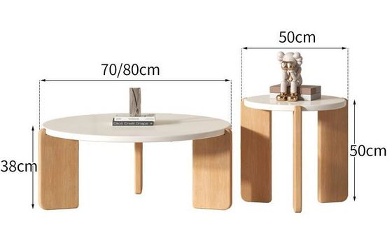 Service OEM Accepté Personnaliser des tables modernes en bois massif Ronde ensemble Fin Table à café Meubles de salon Table d'appoint en bois