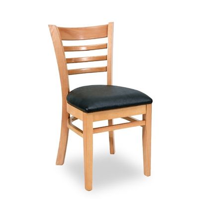 Chaise de restaurant avec cadre en bois massif et design en cuir en PU moderne