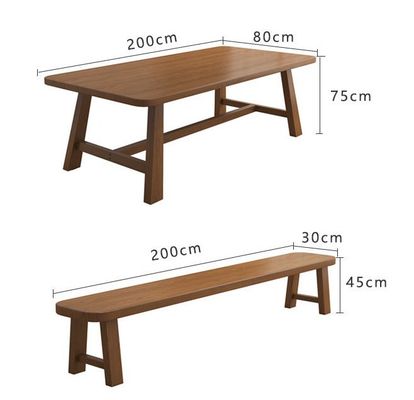 Table à manger en bois massif moderne nordique rectangulaire pour restaurant hôtel