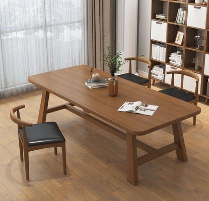 Table à manger en bois massif moderne nordique rectangulaire pour restaurant hôtel