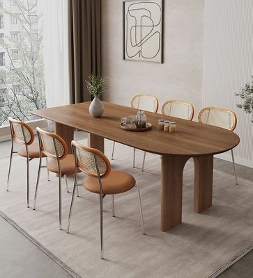 Meubles de maison nordiques modernes Table à manger rectangulaire en bois massif avec noix