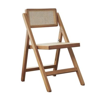 Meubles de salle à manger Nordique Luxe Chaise en rotin Vintage Balcon Leisure Chaise pliante en bois avec emballage du courrier Y