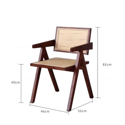Morden Dining Fruniture Chaise de salle à manger spécifique pour jardinage vintage Cane Rattan Wicker fauteuil en bois dans la salle à manger de l'hôtel