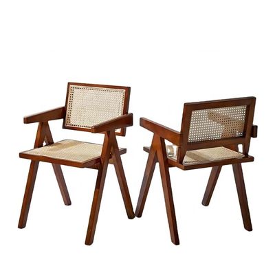 Morden Dining Fruniture Chaise de salle à manger spécifique pour jardinage vintage Cane Rattan Wicker fauteuil en bois dans la salle à manger de l'hôtel