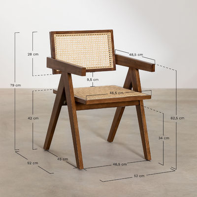 Morden Dining Fruniture Chaise de salle à manger spécifique pour jardinage vintage Cane Rattan Wicker fauteuil en bois dans la salle à manger de l'hôtel