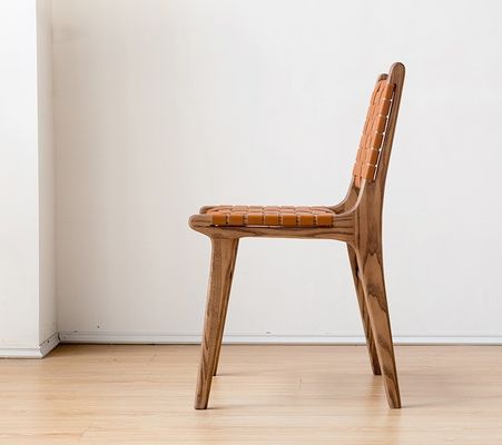 Emballage du courrier N Siège en cuir en PU moderne et dos Chaise à manger en bois avec ou sans accoudoir