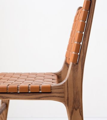 Emballage du courrier N Siège en cuir en PU moderne et dos Chaise à manger en bois avec ou sans accoudoir