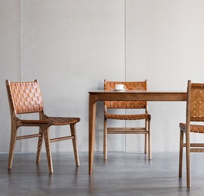 Emballage du courrier N Siège en cuir en PU moderne et dos Chaise à manger en bois avec ou sans accoudoir