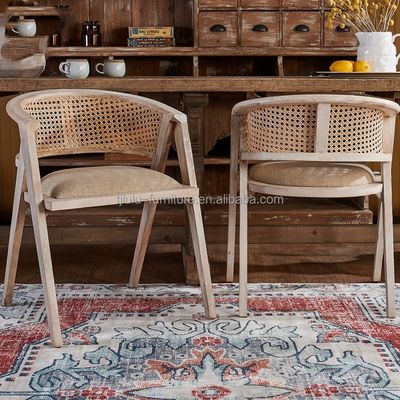 Hôtel Nordic en bois massif en écorce de rotin Chaise à dos salle à manger Salle de séjour Chaise en rotin