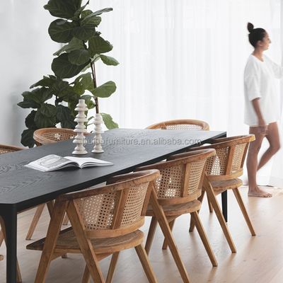 Hôtel Nordic en bois massif en écorce de rotin Chaise à dos salle à manger Salle de séjour Chaise en rotin