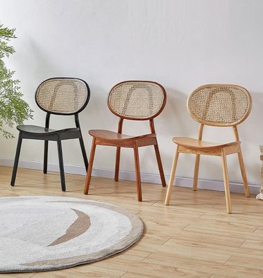 Moderne design Ash Wood Frame Chaise à manger en rotin pour les meubles de restaurant
