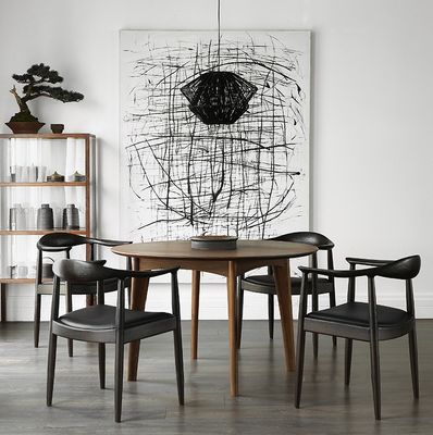 Siège en cuir en PU Chaise à manger en bois W61*D55*H76CM pour les restaurants de design nordique moderne en 2023